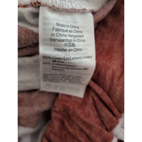 Madewell Pants SM Linen Huston PullOn Wide-Leg Striped Cropped Pants Rust /White - Picture 9 of 11